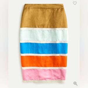 J. Crew Color block Pencil Skirt in Gold,soft blue Blue, Orange & Pink